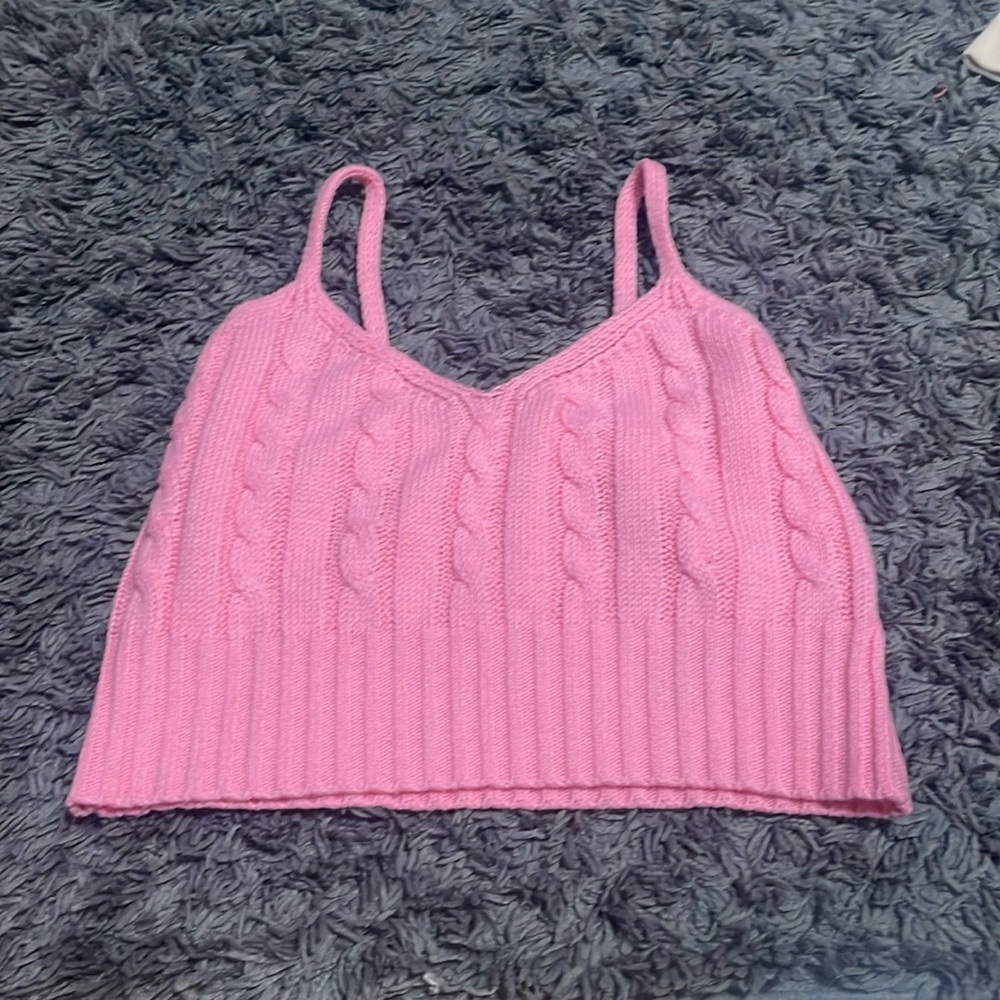 pink knit tank top